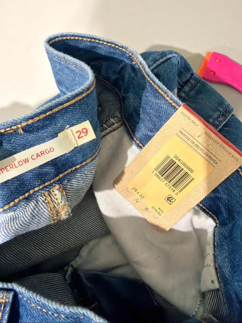 Levi’s Superlow Cotton Loose Cargo Lightweight Jeans All Over Blue 29x32 - Picture 7 of 7